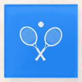 Tennis Rackets Blue Hintergrund Glasuntersetzer (Vorderseite)