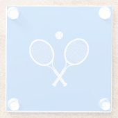 Tennis Rackets Blue Hintergrund Glasuntersetzer (Rückseite)