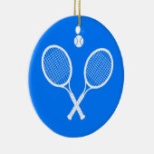 Tennis Rackets Blue Hintergrund Keramik Ornament (Rechts)