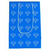 Tennis Rackets Blue Hintergrund Mittlere Geschenktüte (Rückseite)