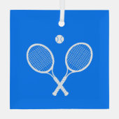 Tennis Rackets Blue Hintergrund Ornament Aus Glas (Rückseite)
