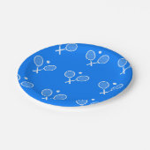 Tennis Rackets Blue Hintergrund Pappteller (Schrägansicht)