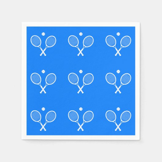 Tennis Rackets Blue Hintergrund Serviette (Vorderseite)