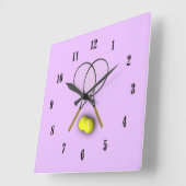 Tennis Rackets Girls Clock Quadratische Wanduhr (Winkel)