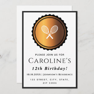 Tennis Rackets Gold & Black Elegante Sport Stilvol Einladung