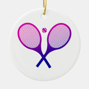 Tennis Rackets Magenta bis Lila Ombre Keramik Ornament
