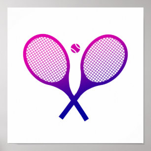 Tennis Rackets Magenta bis Lila Ombre Poster