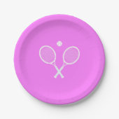 Tennis Rackets Party Deep Pink Pappteller (Vorderseite)