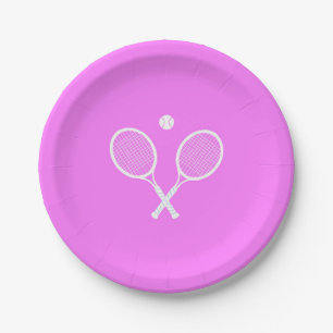 Tennis Rackets Party Deep Pink Pappteller