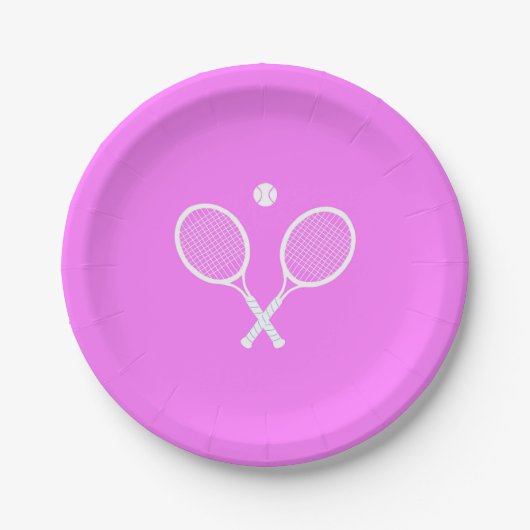 Tennis Rackets Party Deep Pink Pappteller (Vorderseite)