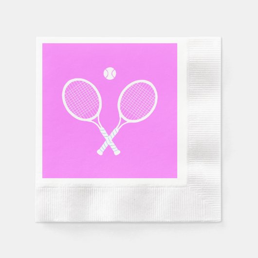 Tennis Rackets Party Deep Pink Serviette (Vorderseite)