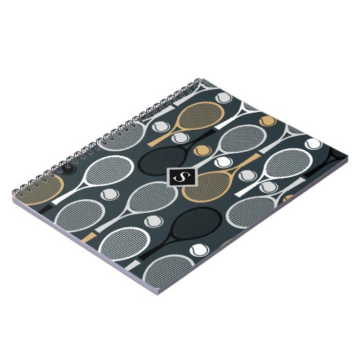 Tennis-Rackets Personalisierter Mit Monogramm Spor Notizblock (Linke Seite)