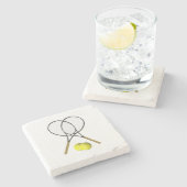 Tennis Rackets Sportdesign Steinuntersetzer (Seitenansicht)