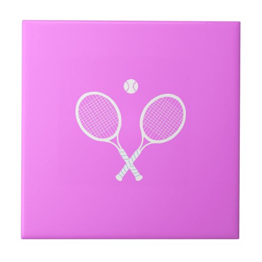 Tennis-Rackets und Ball-Party rosa Fliese (Vorderseite)