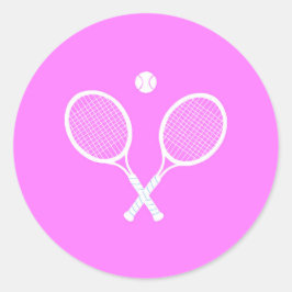 Tennis-Rackets und Ball-Party rosa Runder Aufkleber