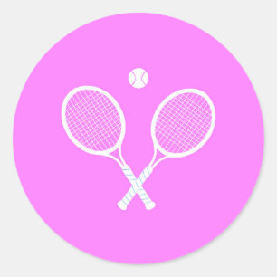 Tennis-Rackets und Ball-Party rosa Runder Aufkleber