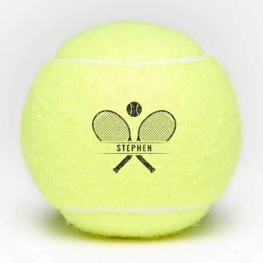 Tennis-Rackets und Name Personalisiert Tennisbälle (Vorderseite)