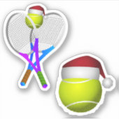 Tennis Rackets und Tennisball Weihnachten Aufkleber (Vorderseite)
