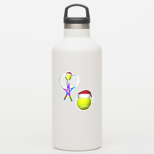 Tennis Rackets und Tennisball Weihnachten Aufkleber (Wassserflasche)