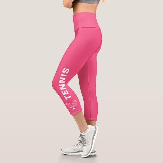 Tennis Racquet - Benutzerdefinierter Text oder Tea Capri Leggings (Links)