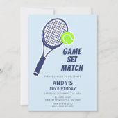 Tennis Racquet Blue Boys Geburtstag Einladung (Vorderseite)