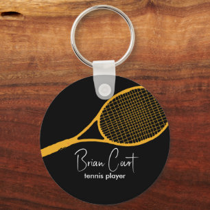 Tennis Racquet Orange Black Sport Schlüsselanhänge Schlüsselanhänger
