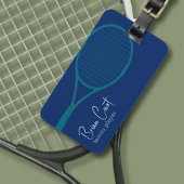 Tennis Racquet Personalisiert Blue Gepäcktag Gepäckanhänger