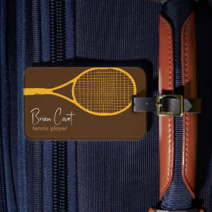 Tennis Racquet Personalisiert Brown Gepäckstück Gepäckanhänger