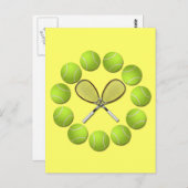 TENNIS RACQUET UND BALLS POSTKARTE (Vorne/Hinten)