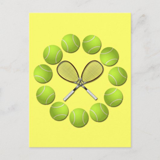 TENNIS RACQUET UND BALLS POSTKARTE (Vorderseite)