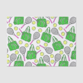 Tennis Racquets Pink Green Preppy Muster Seidenpapier