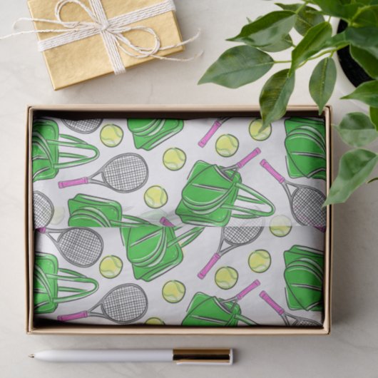Tennis Racquets Pink Green Preppy Muster Seidenpapier (Geschenk)
