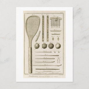 Tennis-Racquets und Billiard-Cues aus dem "Encyc" Postkarte