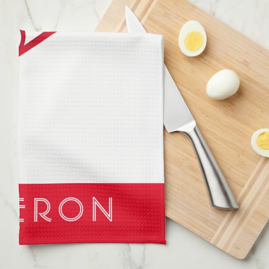 Tennis Red Personalisiert Name oder Monogramm Geschirrtuch (Viertel Falte)