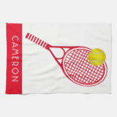 Tennis Red Personalisiert Name oder Monogramm Geschirrtuch (Horizontal)