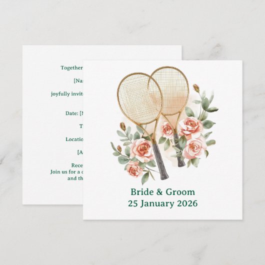 Tennis Rettet das Datum Einladung zur Hochzeit (Vorne/Hinten)