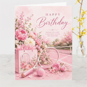 Tennis-Rosa-Thema Alles Gute zum Geburtstag Frau S Karte