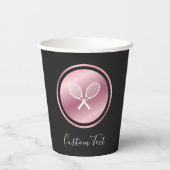 Tennis Rose Gold Rackets Custom Text Player Party Pappbecher (Rückseite)