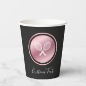 Tennis Rose Gold Rackets Custom Text Player Party Pappbecher (Vorderseite)