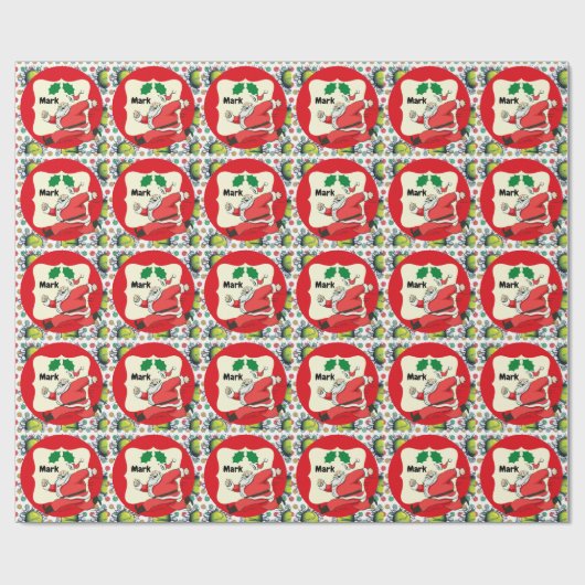 Tennis Santa Claus Weihnachts Themed Geschenkpapier (Flach)