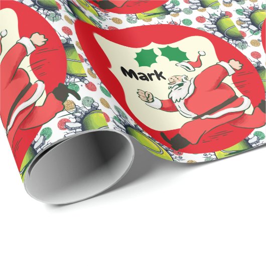 Tennis Santa Claus Weihnachts Themed Geschenkpapier (Rolleneckpunkt)