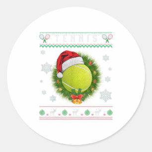 Tennis Santa Ugly Design Merry Xmas Gif Runder Aufkleber