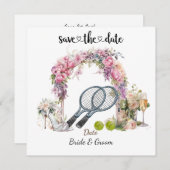 Tennis Save the Date Einladung zur Hochzeitsfeier (Vorne/Hinten)