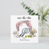 Tennis Save the Date Einladung zur Hochzeitsfeier (Stehend Vorderseite)