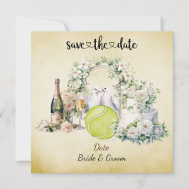 Tennis Save the Date Einladung zur Hochzeitsfeier