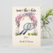Tennis Save the Date Einladung zur Hochzeitsfeier (Stehend Vorderseite)