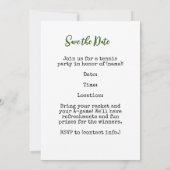 Tennis Save the Date Einladungskarte Einladung (Rückseite)