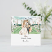 Tennis Save the Date foe Tennis Players Hochzeit (Stehend Vorderseite)