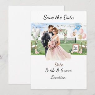 Tennis Save the Date foe Tennis Players Hochzeit Einladung