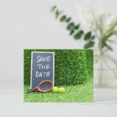 Tennis Save the Date für Party Einladung Postkarte (Stehend Vorderseite)